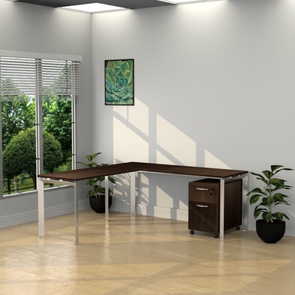INSPIRE 71″ x 71" L-Shaped Work Station with 1 Pedestal – Various colors