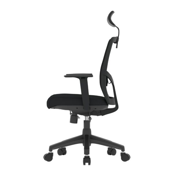 ProFlex Black frame, Grey Seat, Black-grey mesh back, High-back chair, syncro, seat slider WITH HEADREST - Image 4