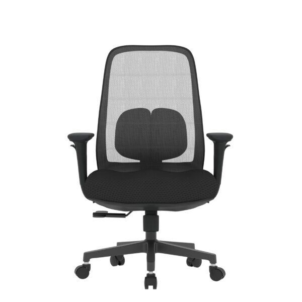 PosturePro Black Frame, Dark Grey Fabric Seat, Black-Grey Mesh Back, High-Back Chair, Syncro, Seat Slider - Image 3