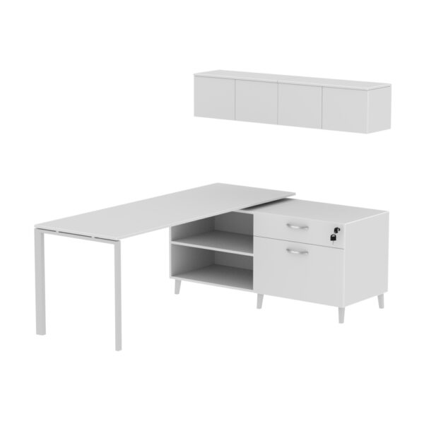 INSPIRE 60″ Right Extended L-Shaped Work Station with Wall Hutch - Various colors - Image 7