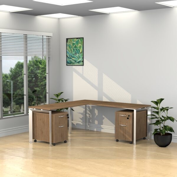 INSPIRE 71″ x 71" L-Shaped Work Station with 2 Pedestals - Various colors