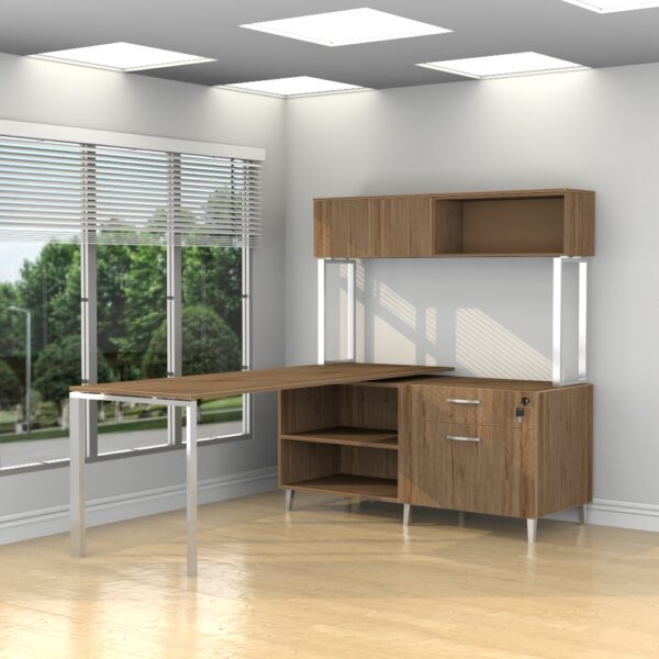 INSPIRE 71″ LEFT EXTENDED L-SHAPED WORK STATION WITH MOUNTED HUTCH – Various colors