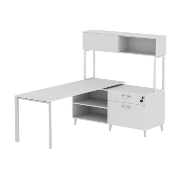 INSPIRE 71″ LEFT EXTENDED L-SHAPED WORK STATION WITH MOUNTED HUTCH – Various colors - Image 7
