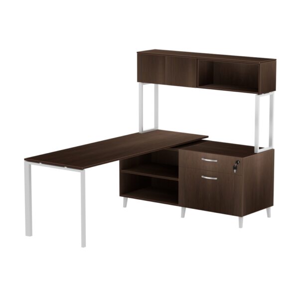 INSPIRE 71″ LEFT EXTENDED L-SHAPED WORK STATION WITH MOUNTED HUTCH – Various colors - Image 6