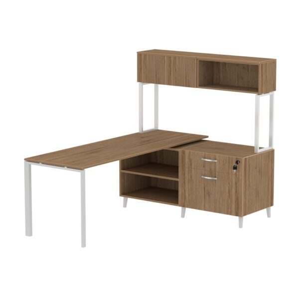 INSPIRE 71″ LEFT EXTENDED L-SHAPED WORK STATION WITH MOUNTED HUTCH – Various colors - Image 5