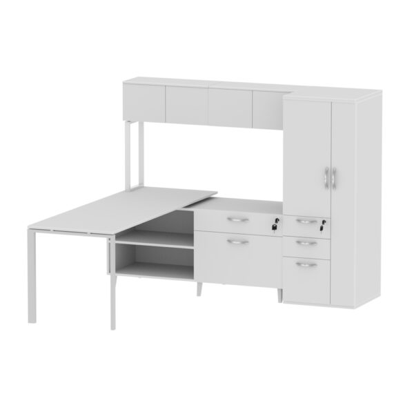 INSPIRE 30″ X 71″ Right Extended L-Shaped Work Station with Wall Hutch and Storage Tower - Various colors - Image 7