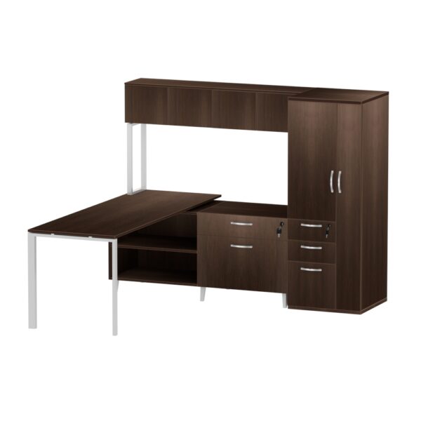 INSPIRE 24" x 71″ Left Extended L-Shaped Work Station with Wall Hutch and Storage Tower – Various colors - Image 6