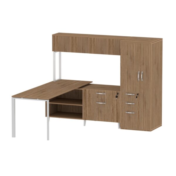 INSPIRE 30″ X 71″ Right Extended L-Shaped Work Station with Wall Hutch and Storage Tower - Various colors - Image 5